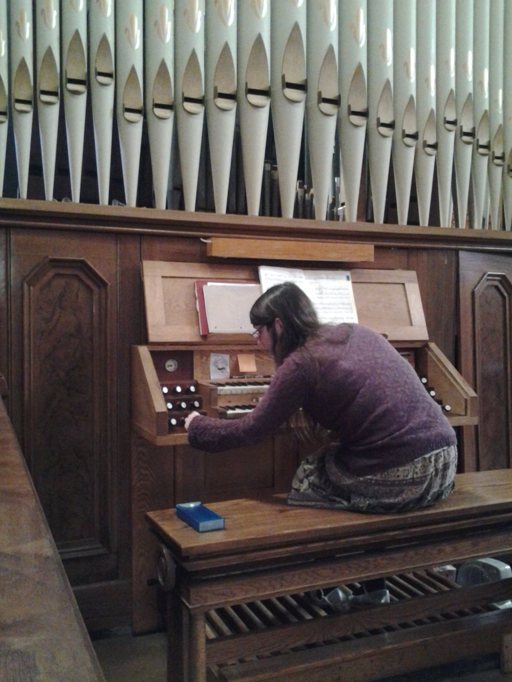 Merina Gordon played the tracker pipe organ at Blessed Sacrament Church, Seattle, Washington