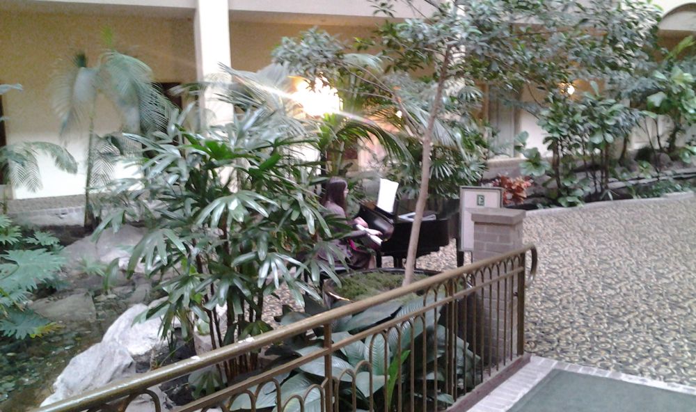 Merina Gordon, playing the piano at the Embassy Suites, Lynnwood